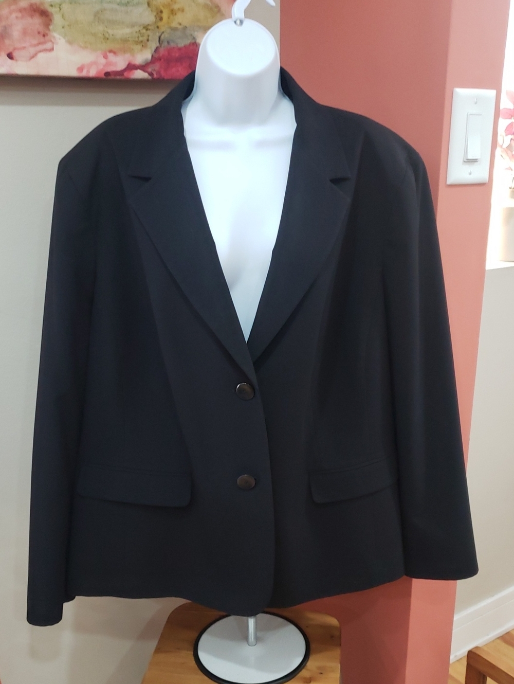Nine West Women's Black Two- Button Blazer, Size 24